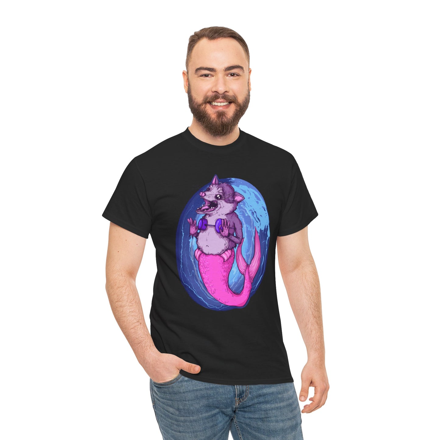 Mermaid Opossum Unisex Heavy Cotton Tee