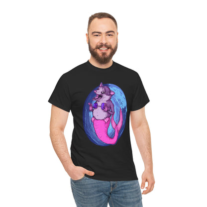 Mermaid Opossum Unisex Heavy Cotton Tee