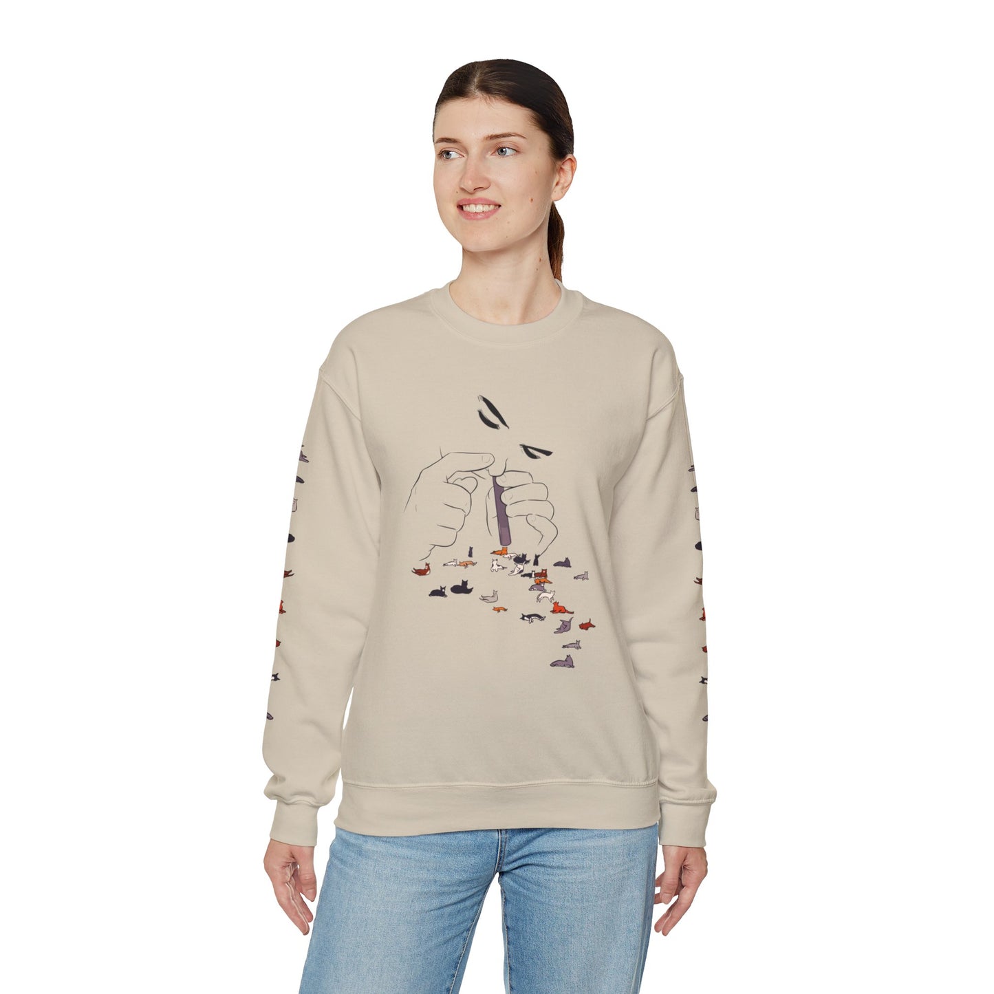 Serotonin Front + Back +Sleeve Print Unisex Heavy Blend Crewneck Sweatshirt