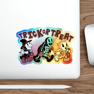 Rubber Hose Trick Or Treat Holographic Die-cut Stickers