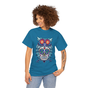 Sugar Skull Owl Unisex Heavy Cotton Tee