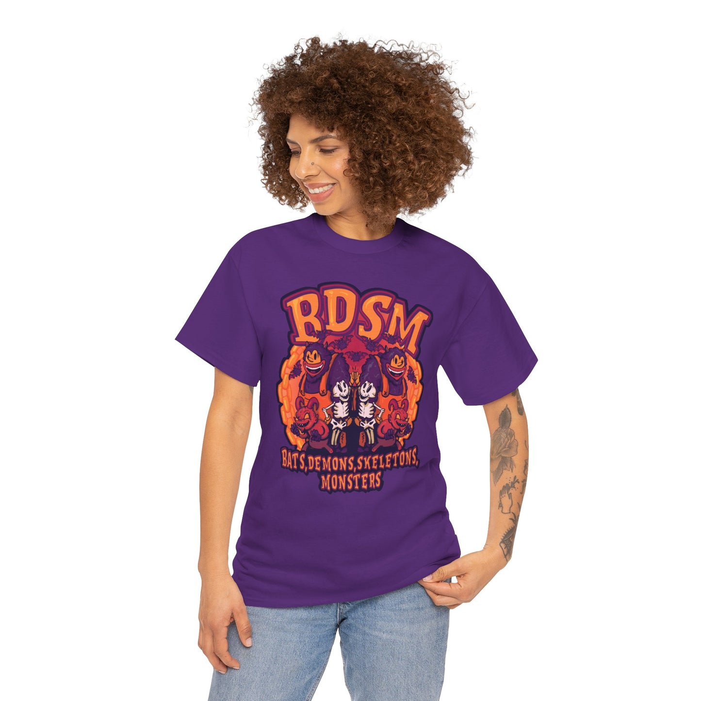 Bats Demons Skeletons Monsters Unisex Heavy Cotton Tee