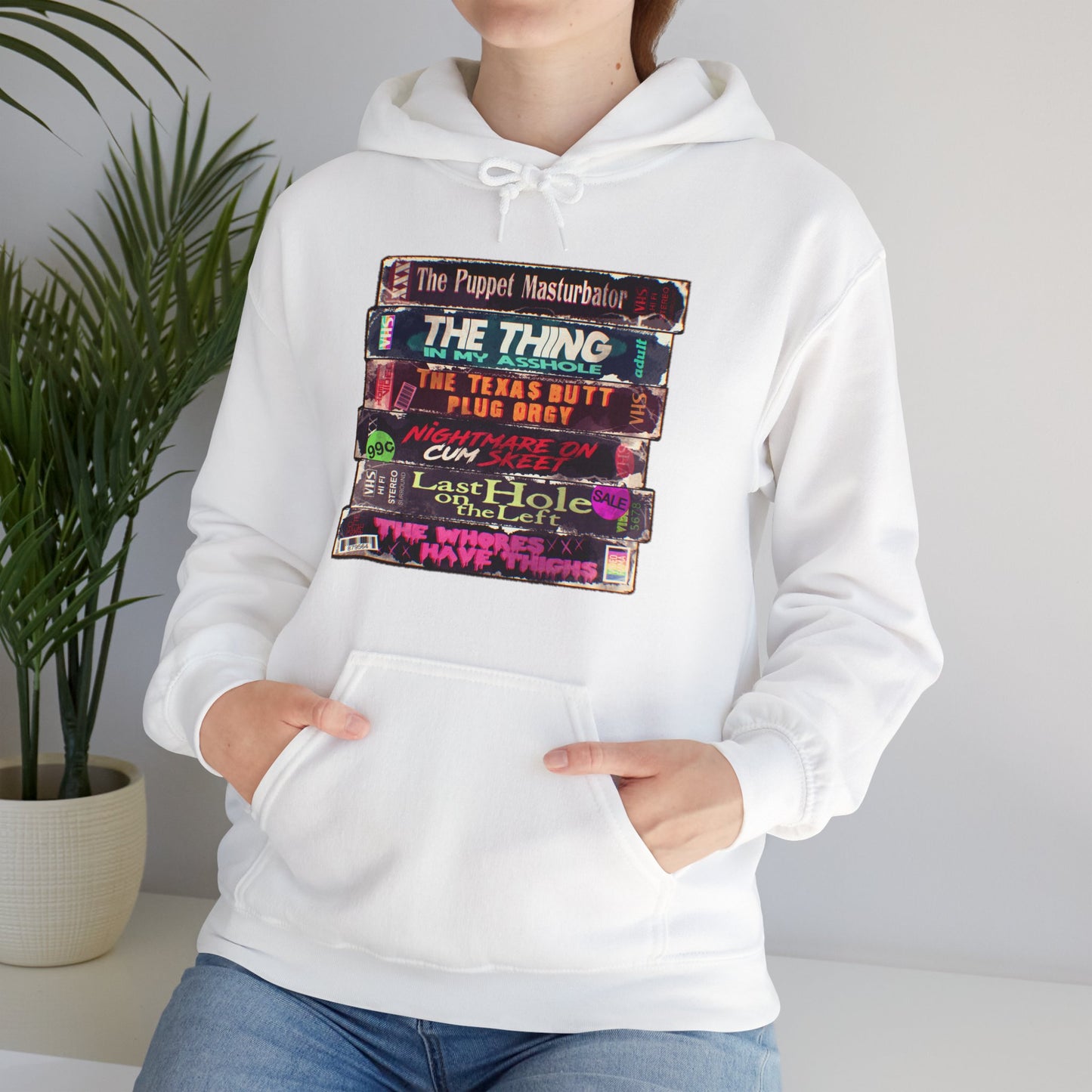 Adult Horror VHS Unisex Heavy Blend Hooded Sweatshirt