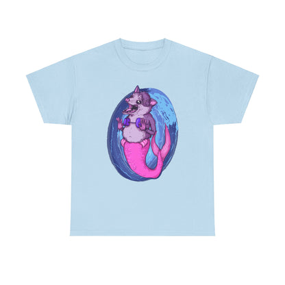 Mermaid Opossum Unisex Heavy Cotton Tee