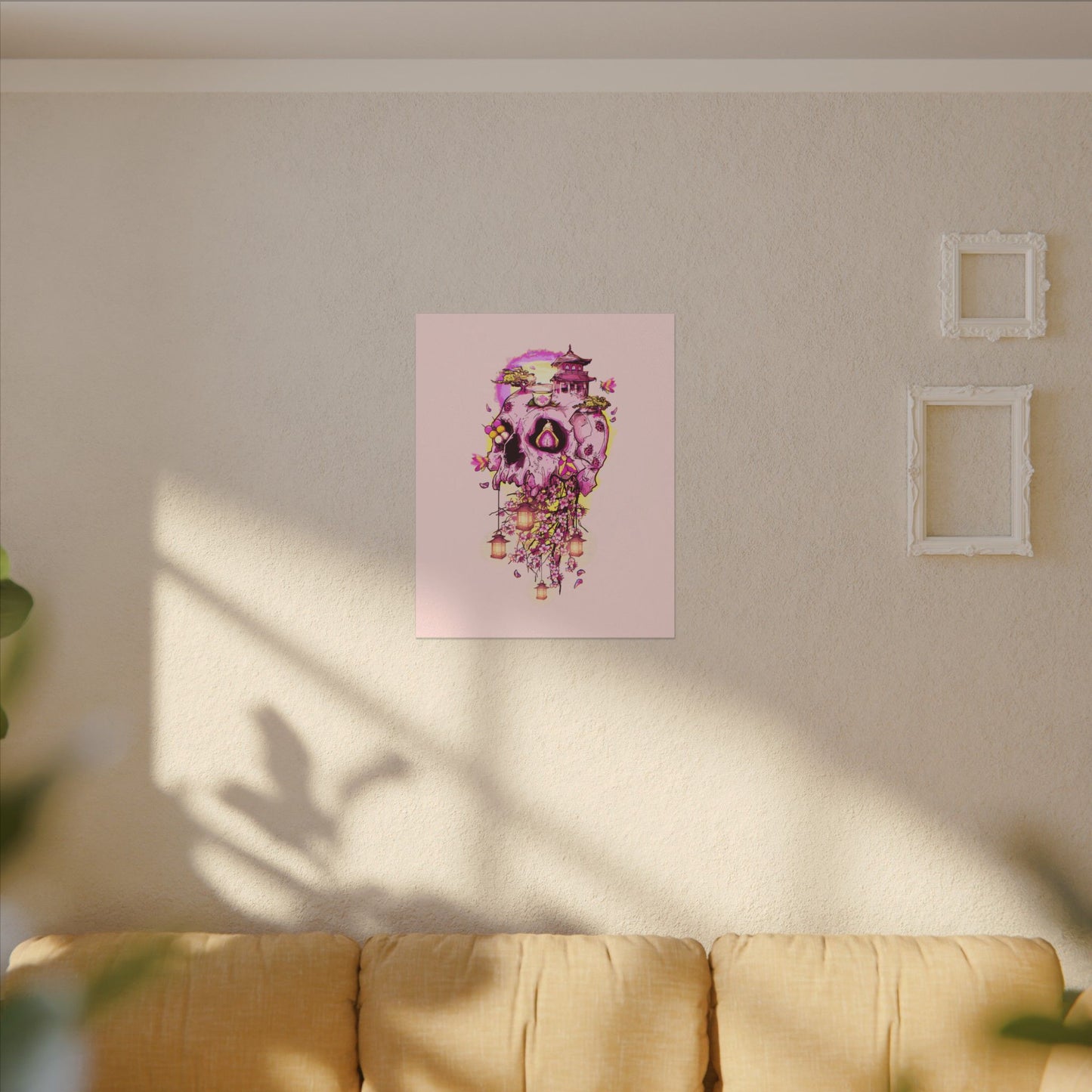 Elemental Skull Cherry Blossom Matte Canvas Stretched