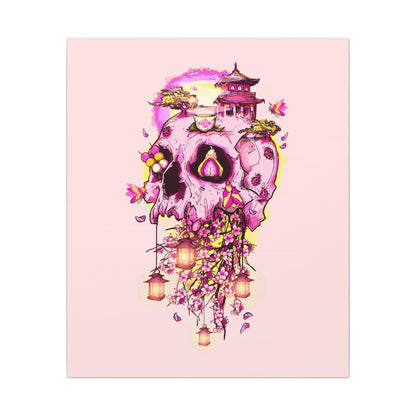 Elemental Skull Cherry Blossom Matte Canvas Stretched