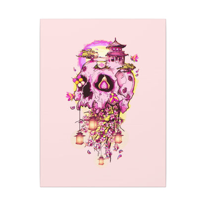 Elemental Skull Cherry Blossom Matte Canvas Stretched