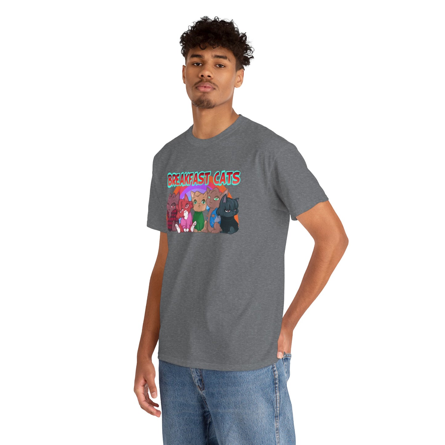 Breakfast Cats Unisex Heavy Cotton Tee