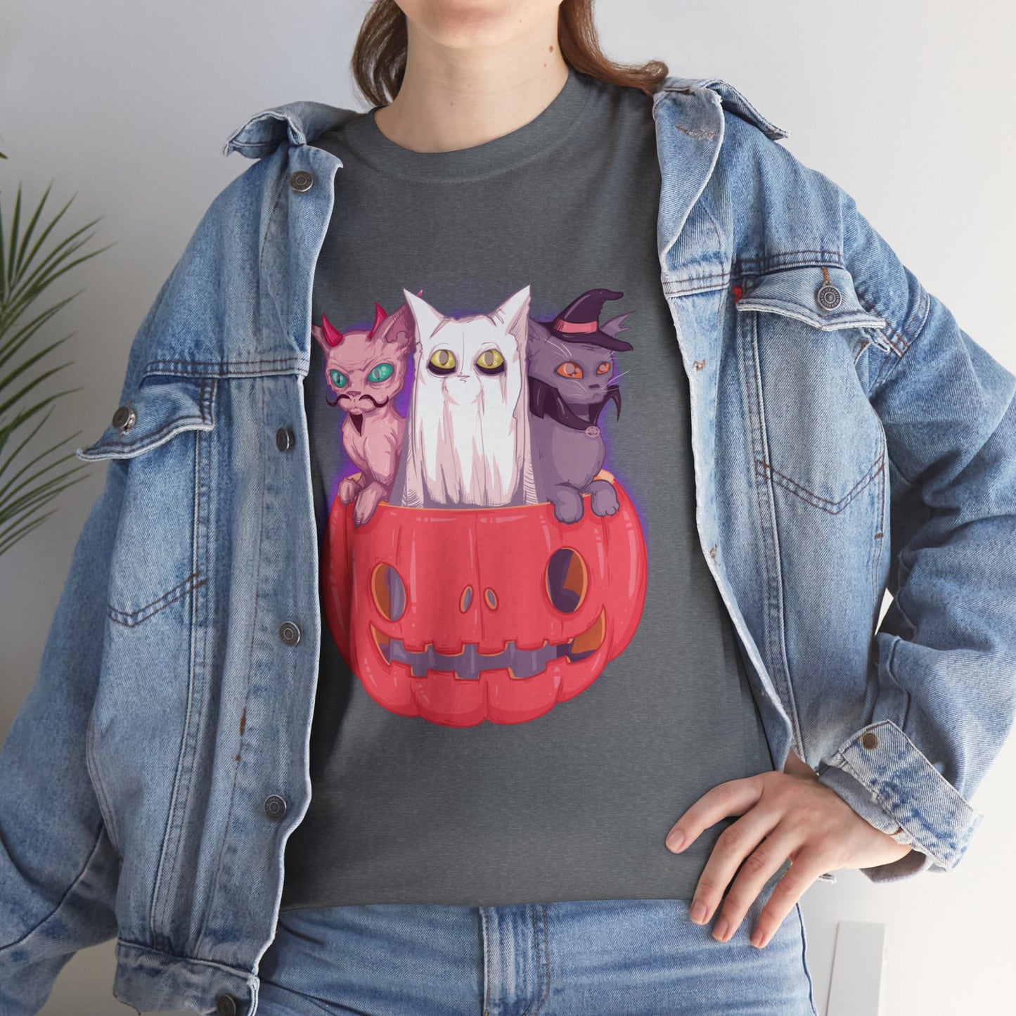 Meow-lloween Unisex Heavy Cotton Tee