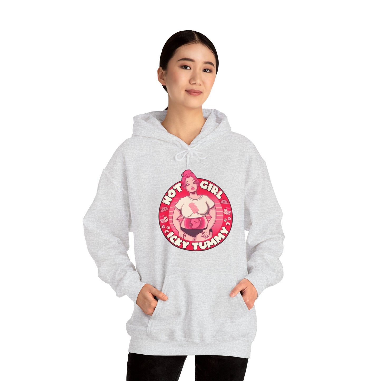 Hot Girl Icky Tummy Unisex Heavy Blend Hooded Sweatshirt