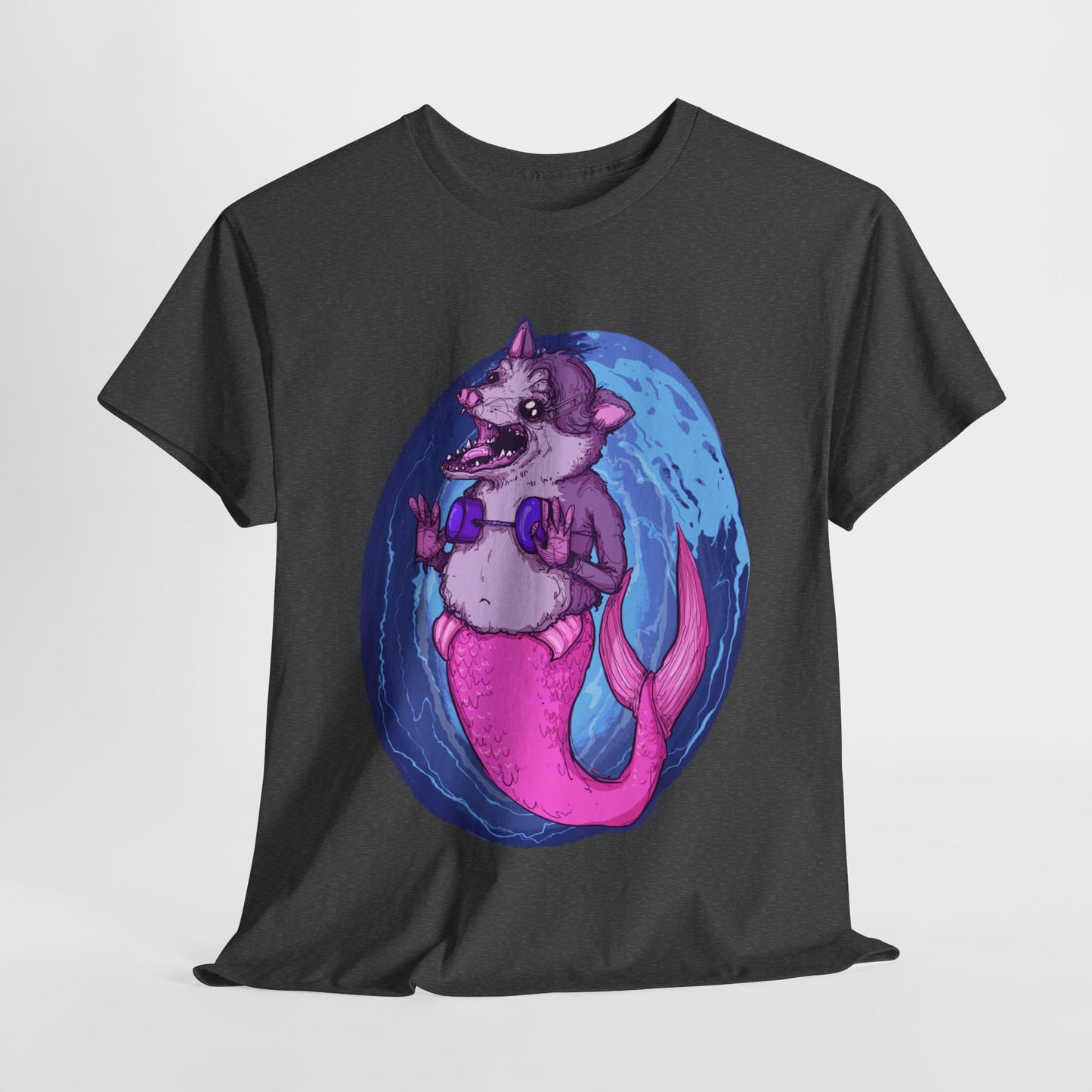 Mermaid Opossum Unisex Heavy Cotton Tee