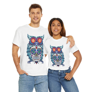 Sugar Skull Owl Unisex Heavy Cotton Tee