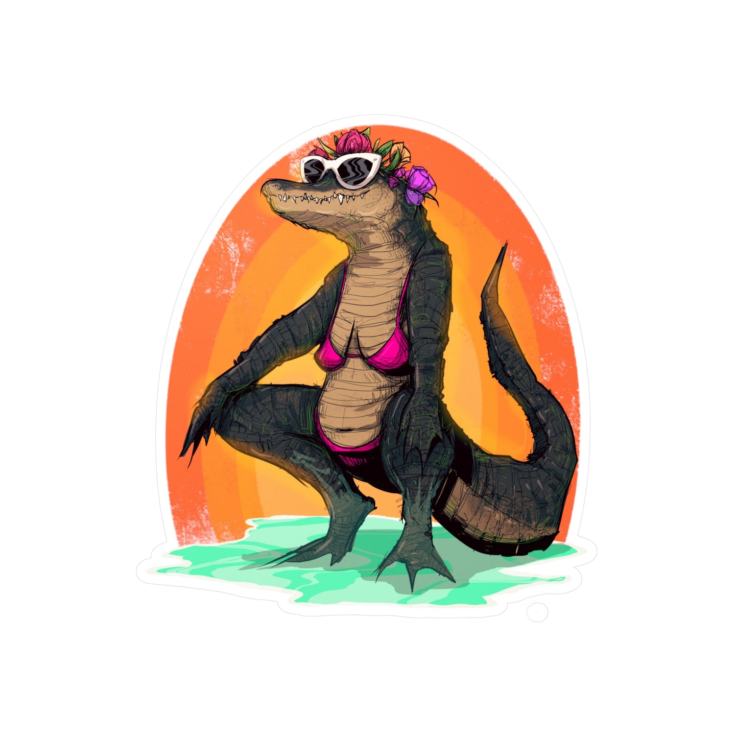 Hot Gator Summer Kiss-Cut Vinyl Decal