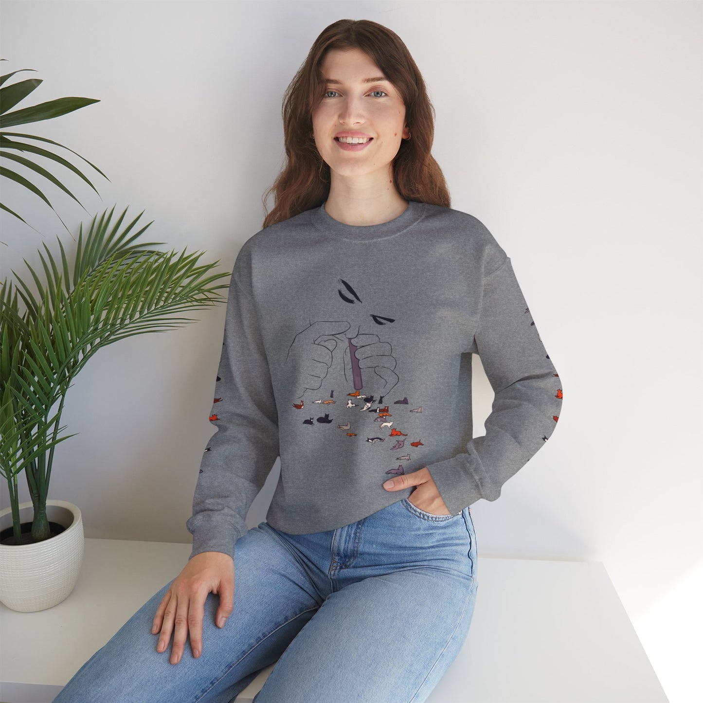 Serotonin Front + Back +Sleeve Print Unisex Heavy Blend Crewneck Sweatshirt