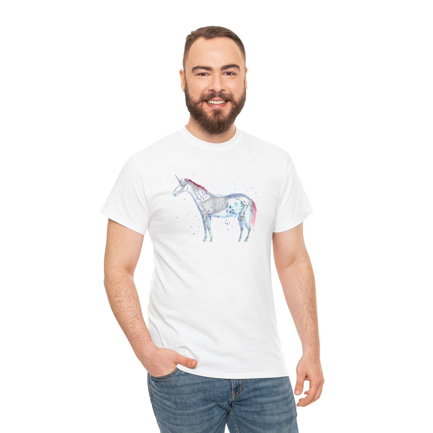 Unicorn Skeleton Unisex Heavy Cotton Tee