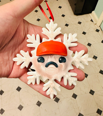 Red Hat Snowflake 3D Print Ornament