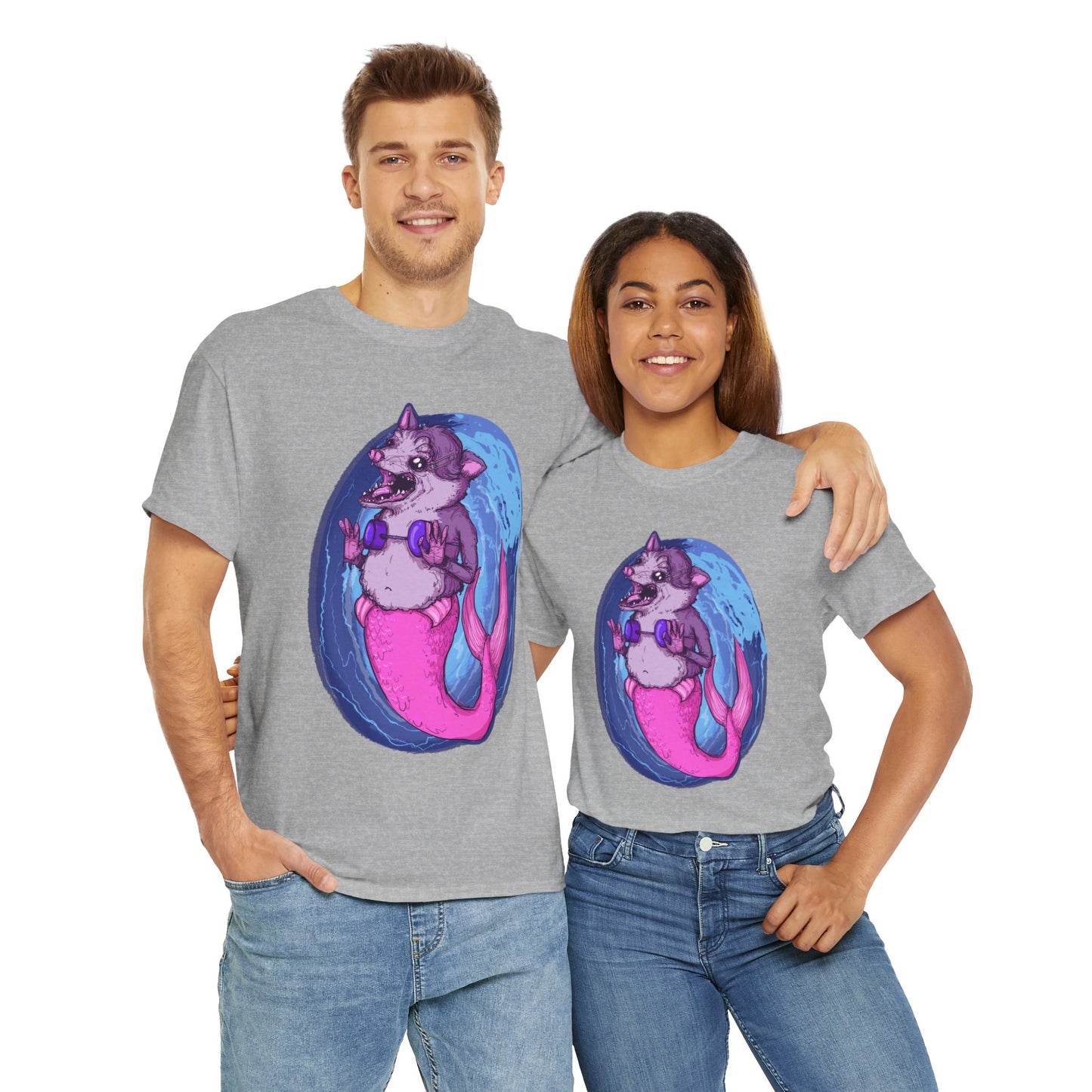 Mermaid Opossum Unisex Heavy Cotton Tee