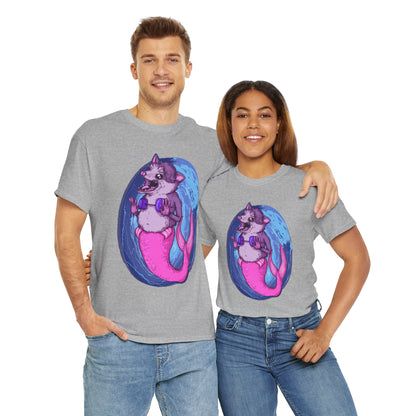 Mermaid Opossum Unisex Heavy Cotton Tee