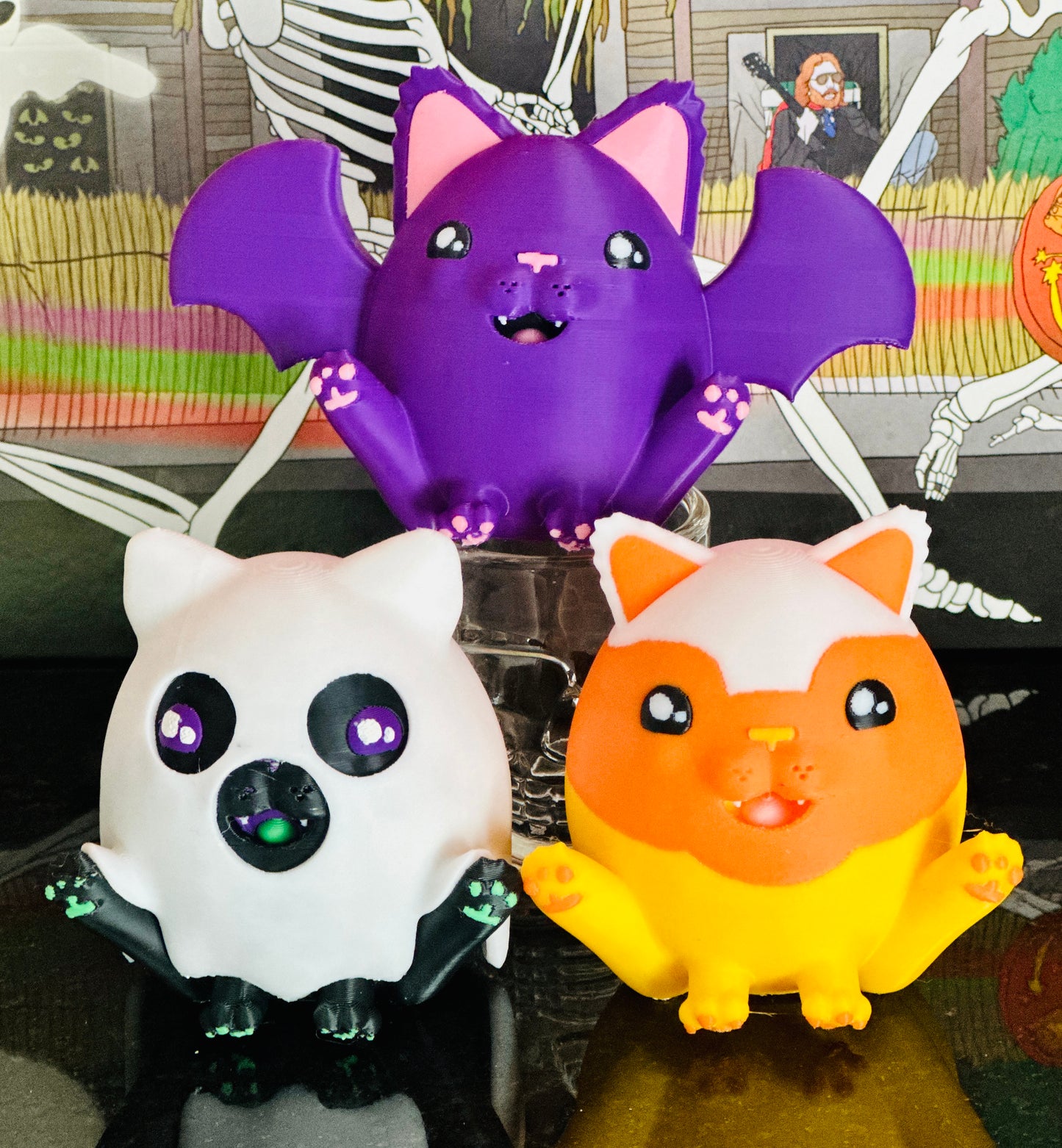 Spooky Cats 3D Printed Cat Halloween Figures 3 Pack
