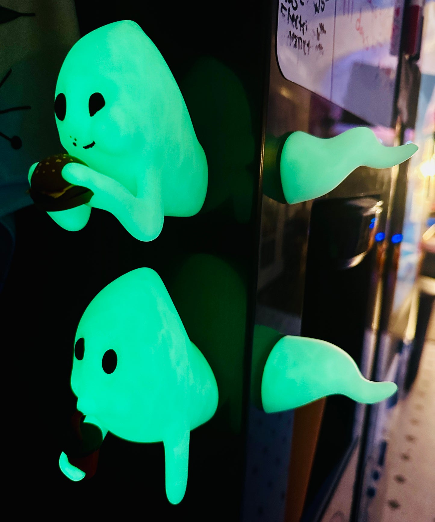 Fridge Frights Glow 3D Print Fridge Magnets (Cheeseburger & Soda Ghost)