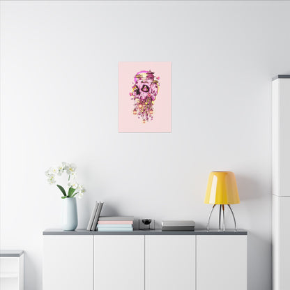 Elemental Skull Cherry Blossom Matte Canvas Stretched
