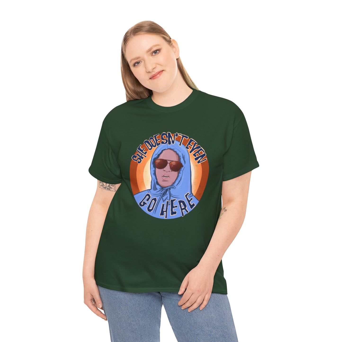 She Doesn't Even Go Here Unisex Heavy Cotton Patreon Tee