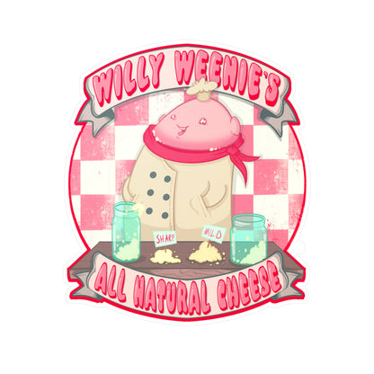 Willy Weenie's Natural Cheese Kiss-Cut Vinyl Decal