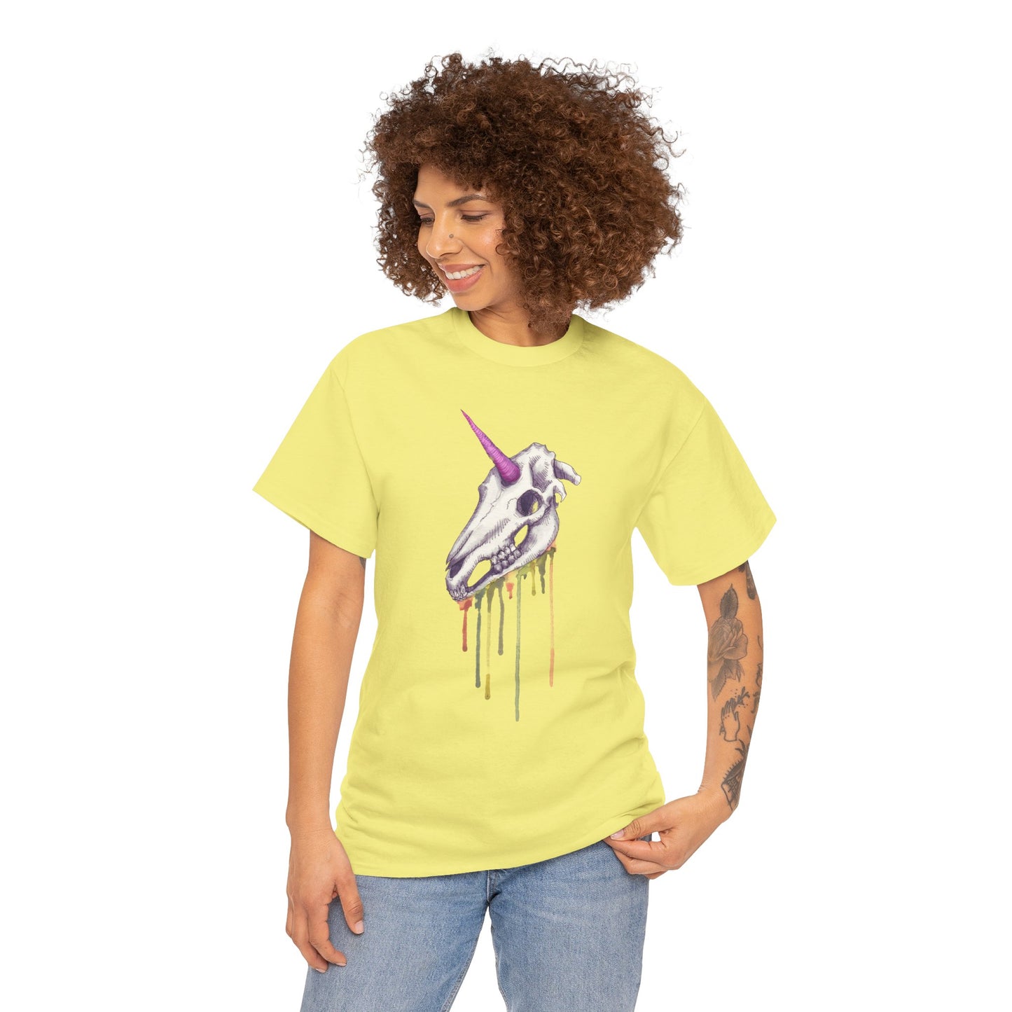 Unicorn Skull Unisex Heavy Cotton Tee