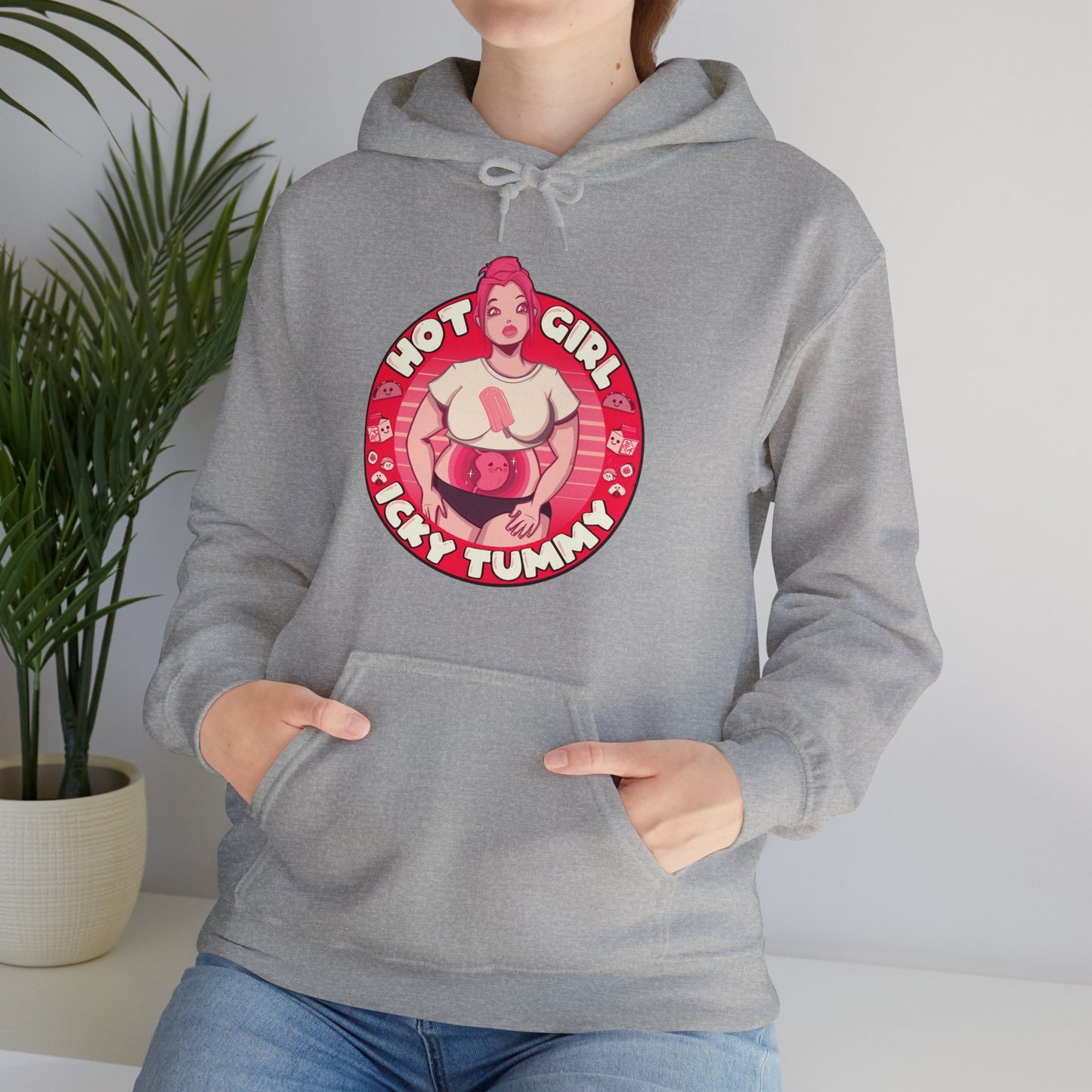 Hot Girl Icky Tummy Unisex Heavy Blend Hooded Sweatshirt