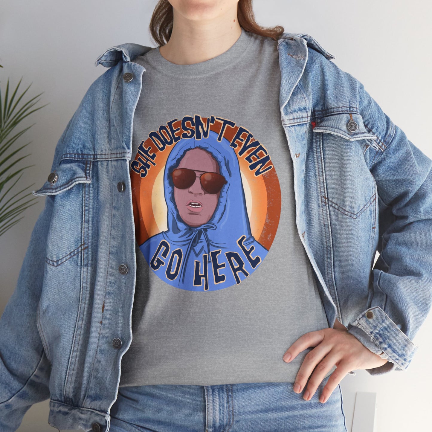 She Doesn't Even Go Here Unisex Heavy Cotton Patreon Tee