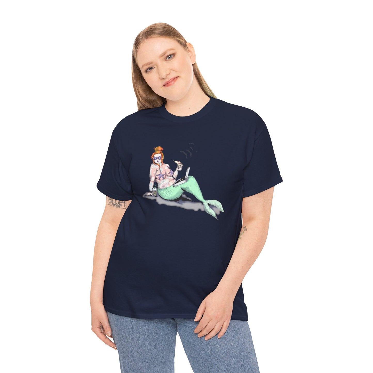 Pizza Mermaid Unisex Heavy Cotton Tee