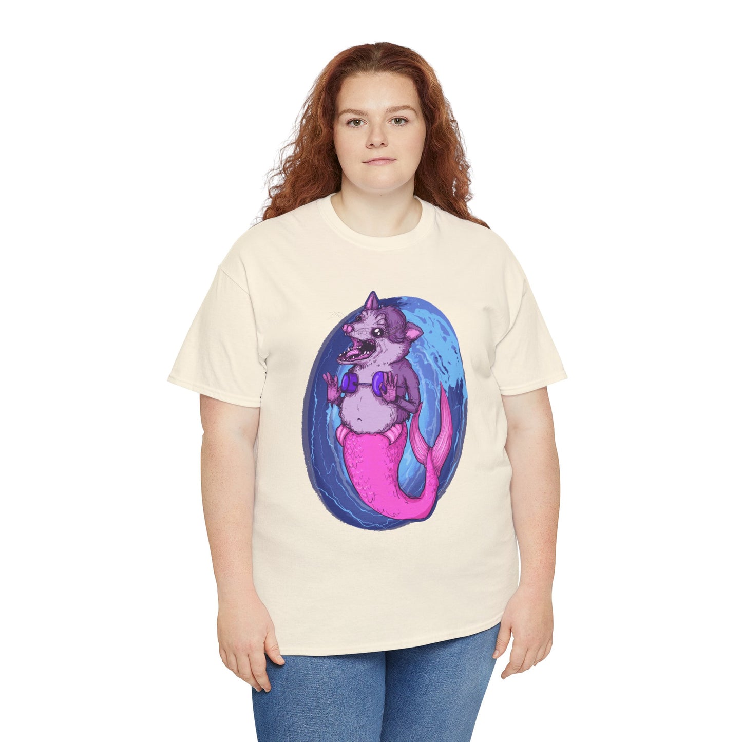 Mermaid Opossum Unisex Heavy Cotton Tee