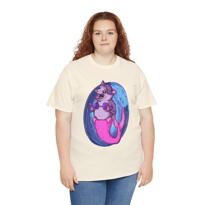 Mermaid Opossum Unisex Heavy Cotton Tee