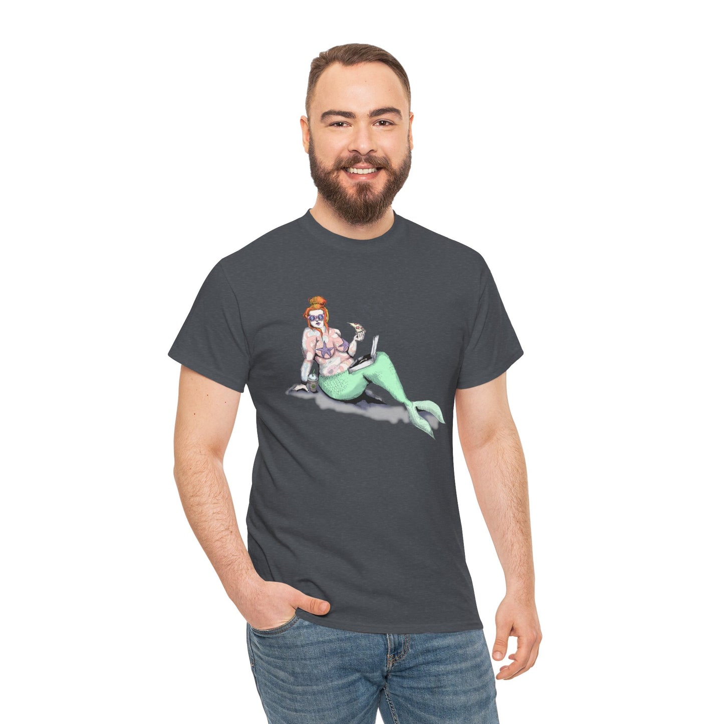 Pizza Mermaid Unisex Heavy Cotton Tee