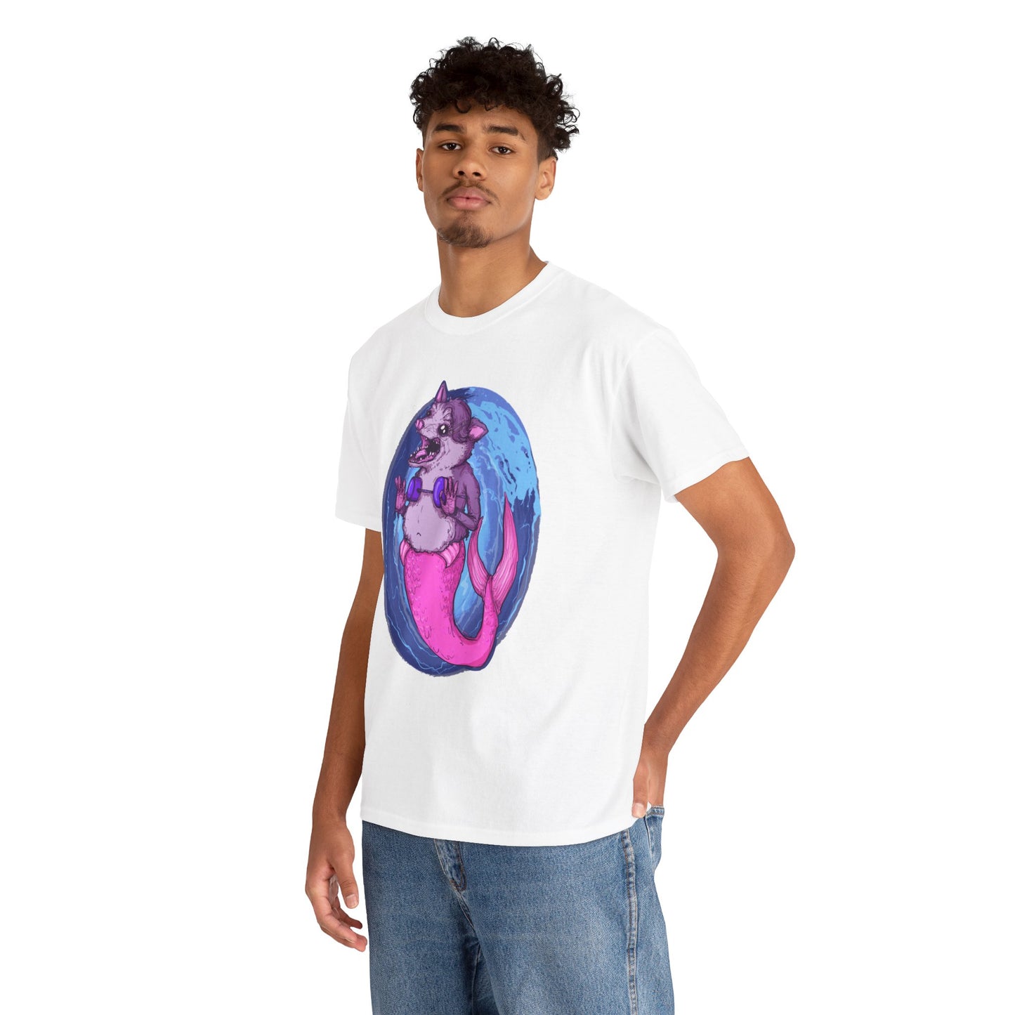 Mermaid Opossum Unisex Heavy Cotton Tee