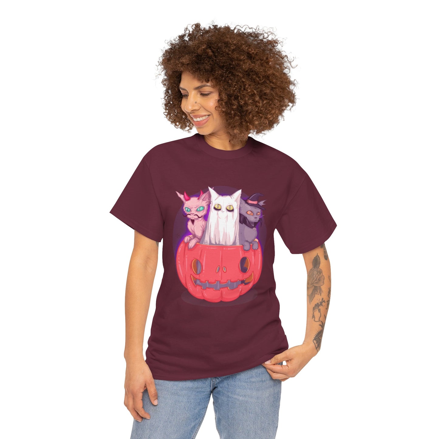 Meow-lloween Unisex Heavy Cotton Tee