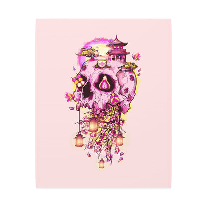 Elemental Skull Cherry Blossom Matte Canvas Stretched
