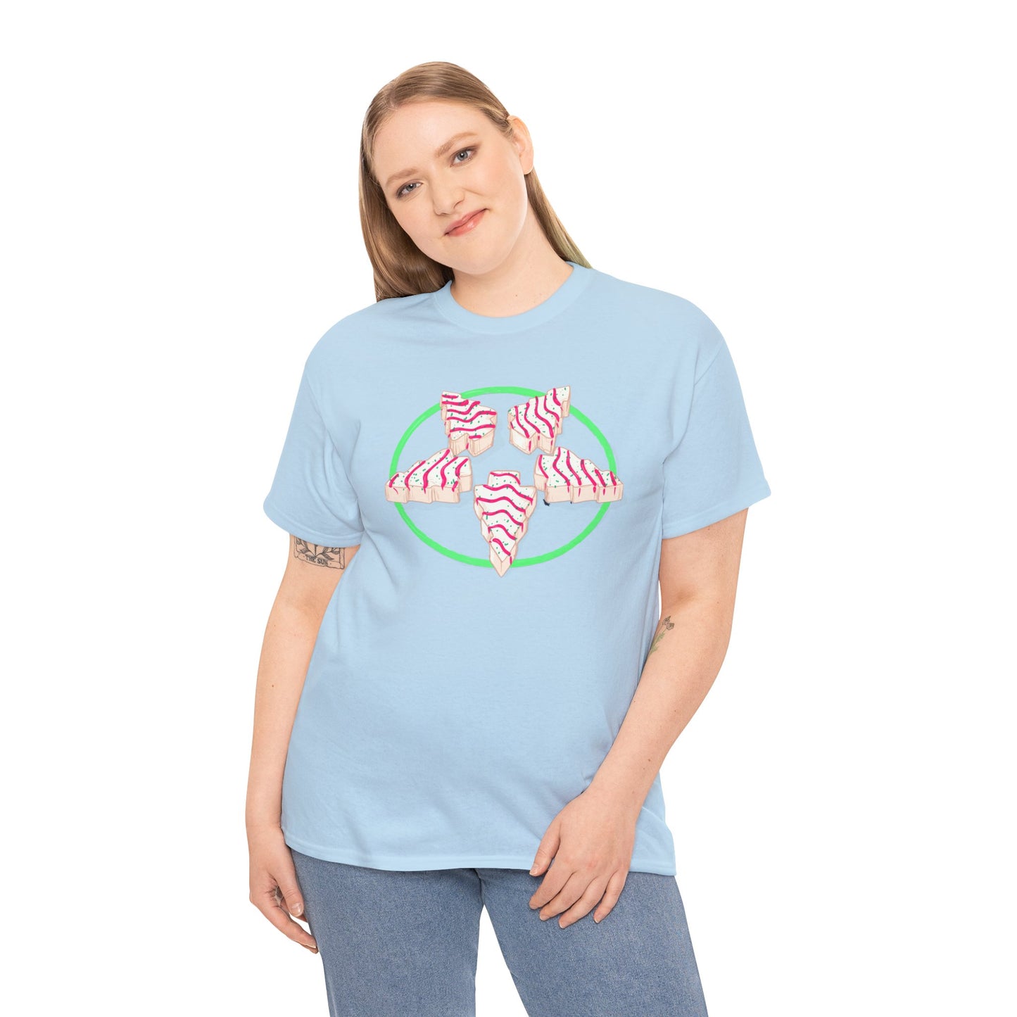 Christmas Tree Pentagram Cake Unisex Heavy Cotton Tee