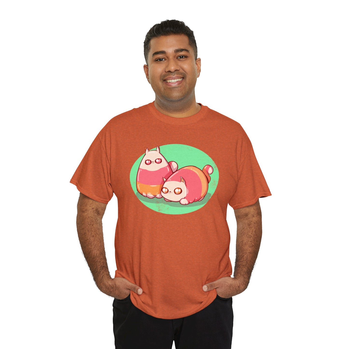 Candy Corn Cats Unisex Heavy Cotton Tee