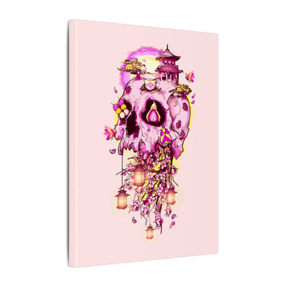 Elemental Skull Cherry Blossom Matte Canvas Stretched