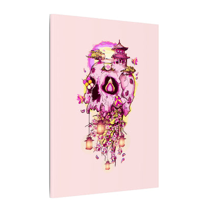 Elemental Skull Cherry Blossom Matte Canvas Stretched