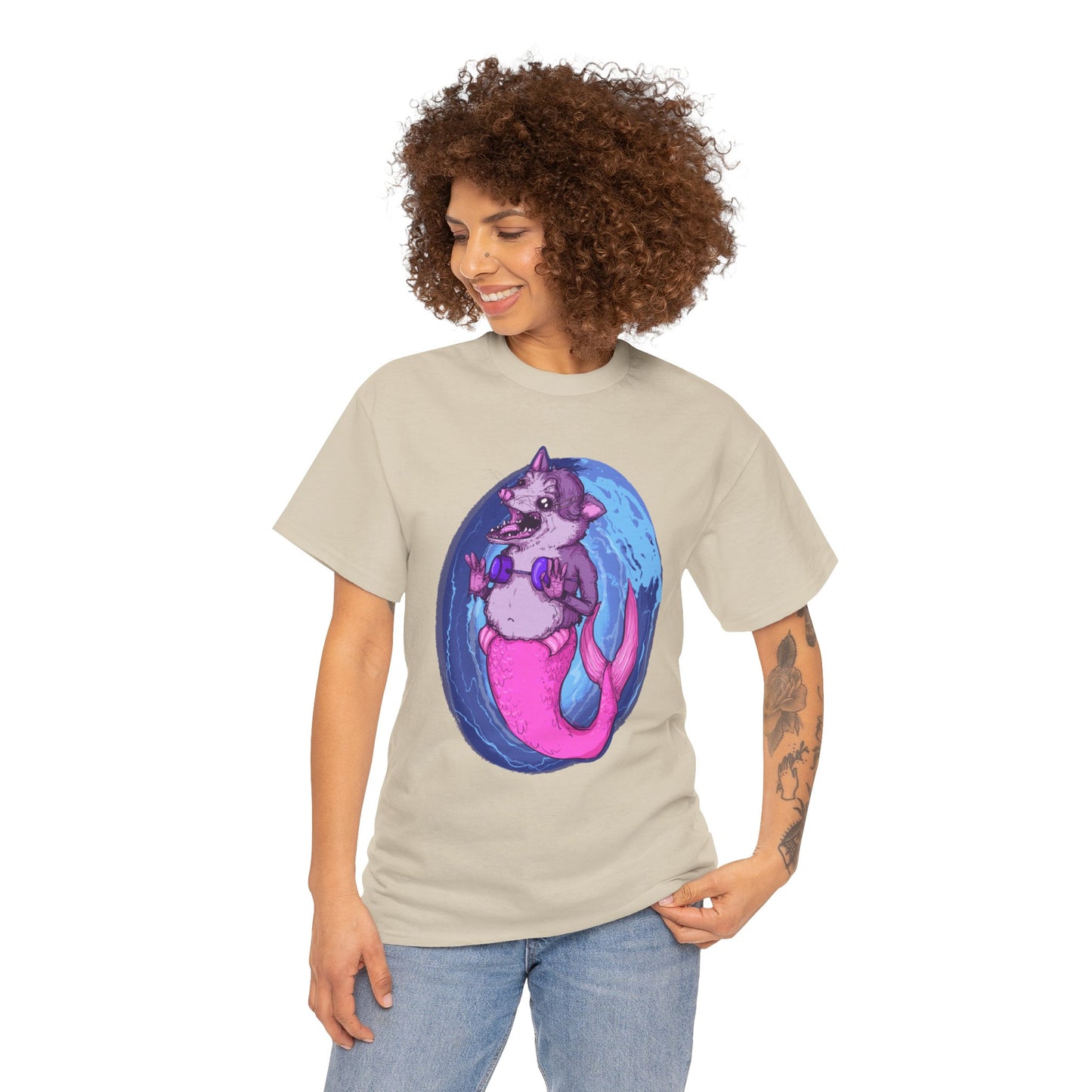 Mermaid Opossum Unisex Heavy Cotton Tee