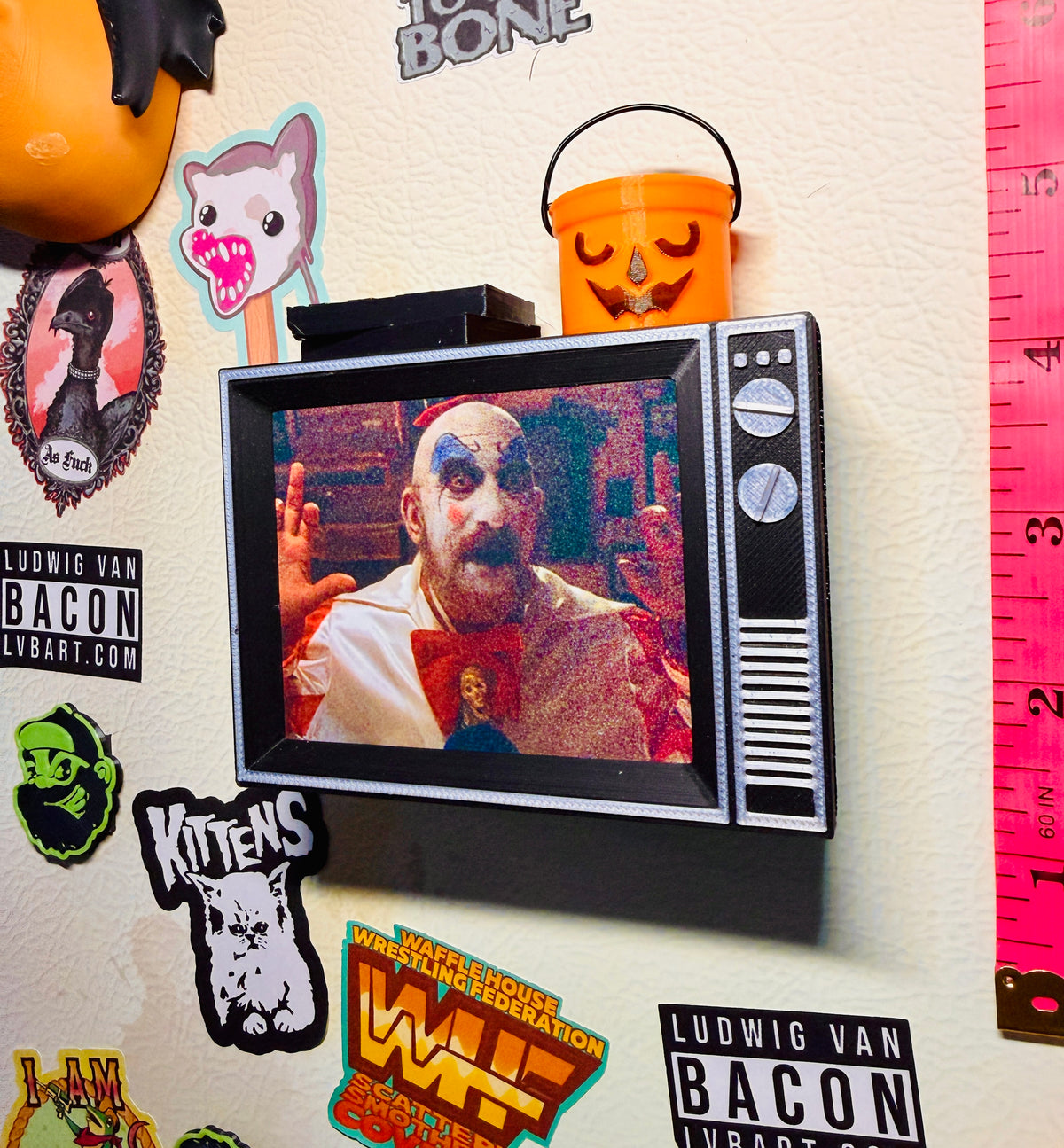Halloween Clown Retro TV With Sound 3D Print Fridge Magnet