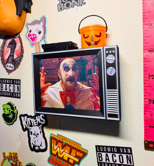 Halloween Clown Retro TV With Sound 3D Print Fridge Magnet