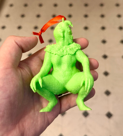 Thick Green Christmas Monster 3D Print Ornament