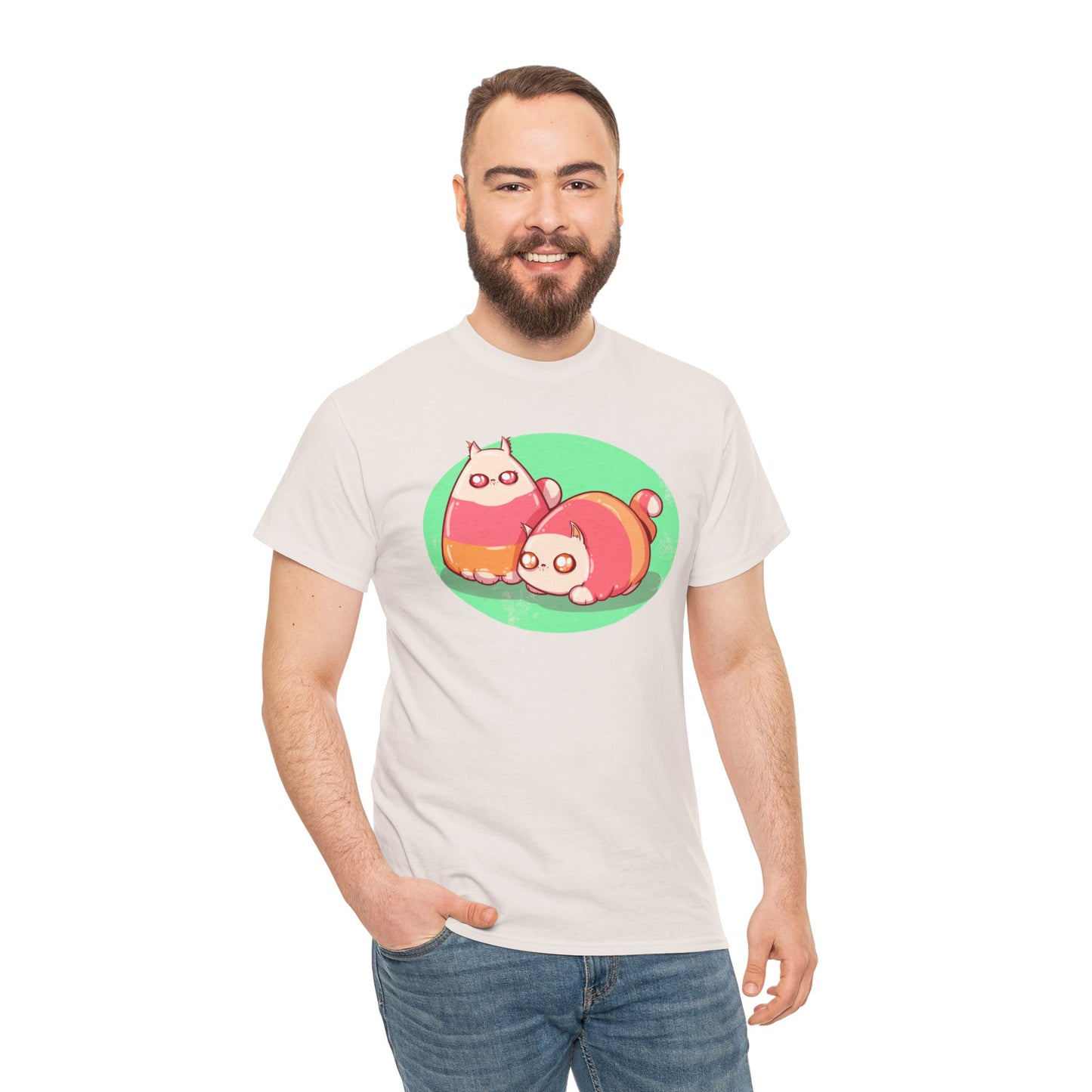 Candy Corn Cats Unisex Heavy Cotton Tee