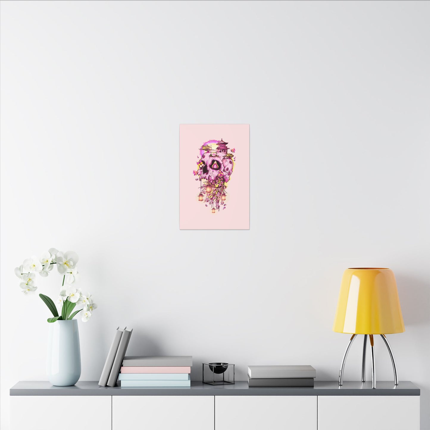 Elemental Skull Cherry Blossom Matte Canvas Stretched