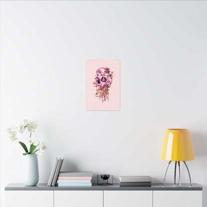 Elemental Skull Cherry Blossom Matte Canvas Stretched