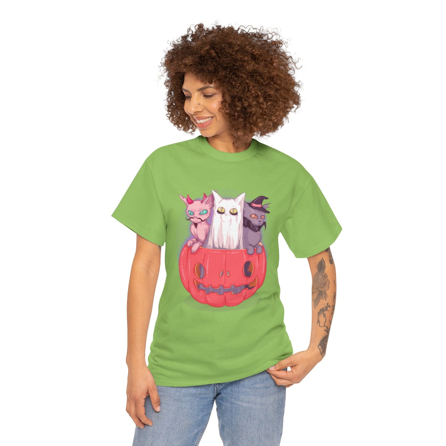 Meow-lloween Unisex Heavy Cotton Tee