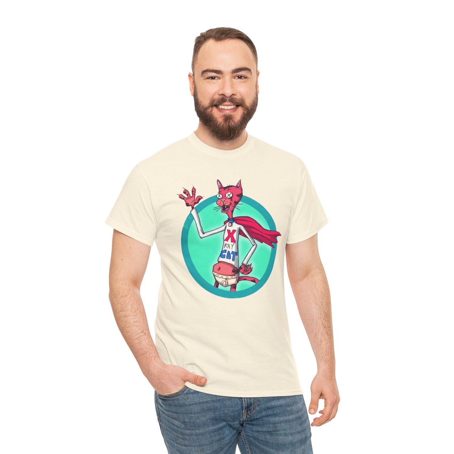 X-Ray Cat Unisex Heavy Cotton Tee